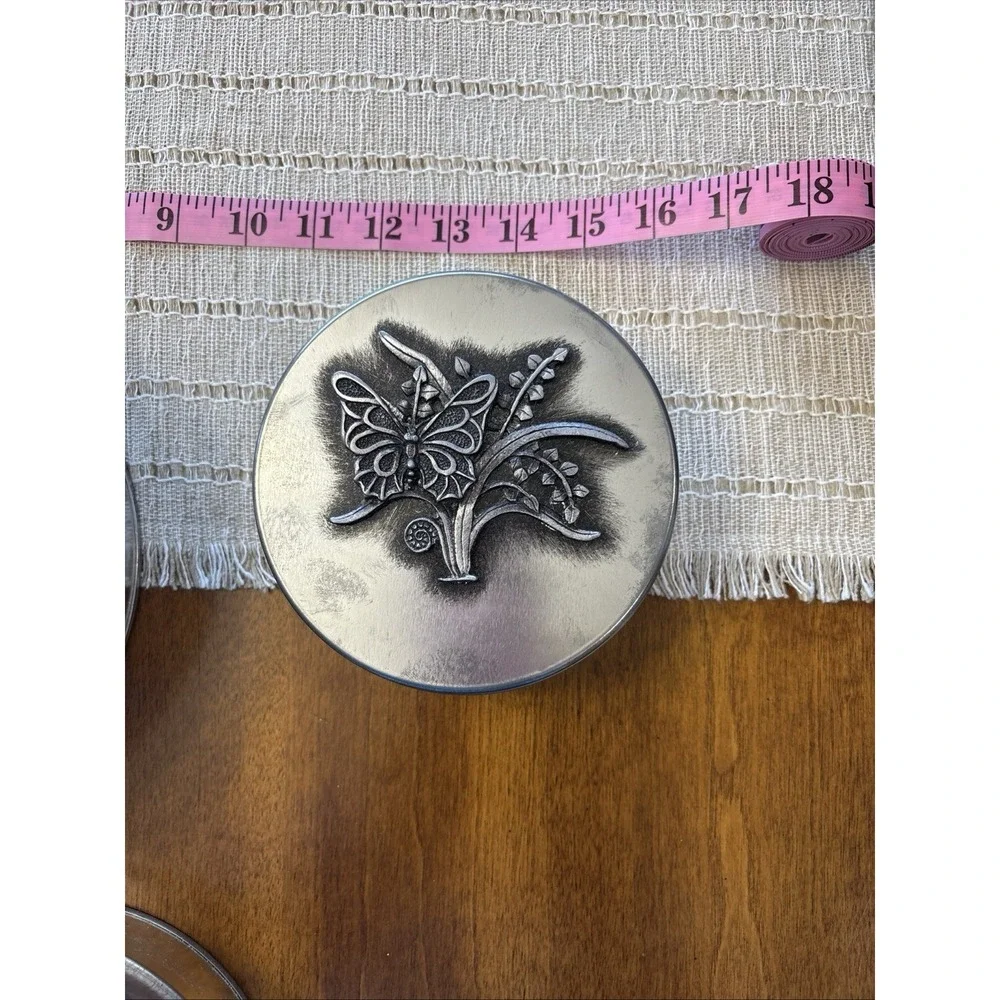 VTG Metzke‎ Nesting Butterfly Pewter Tins Set Of 3 Nature